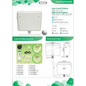 TPE1211 SINGLE PUSH BUTTON CISTERN